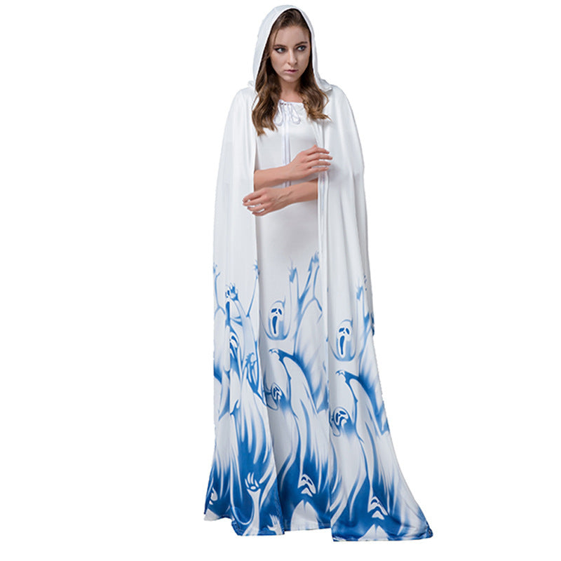 Witch Vampire Wizard Death Cloak for Adults, front view on a white background