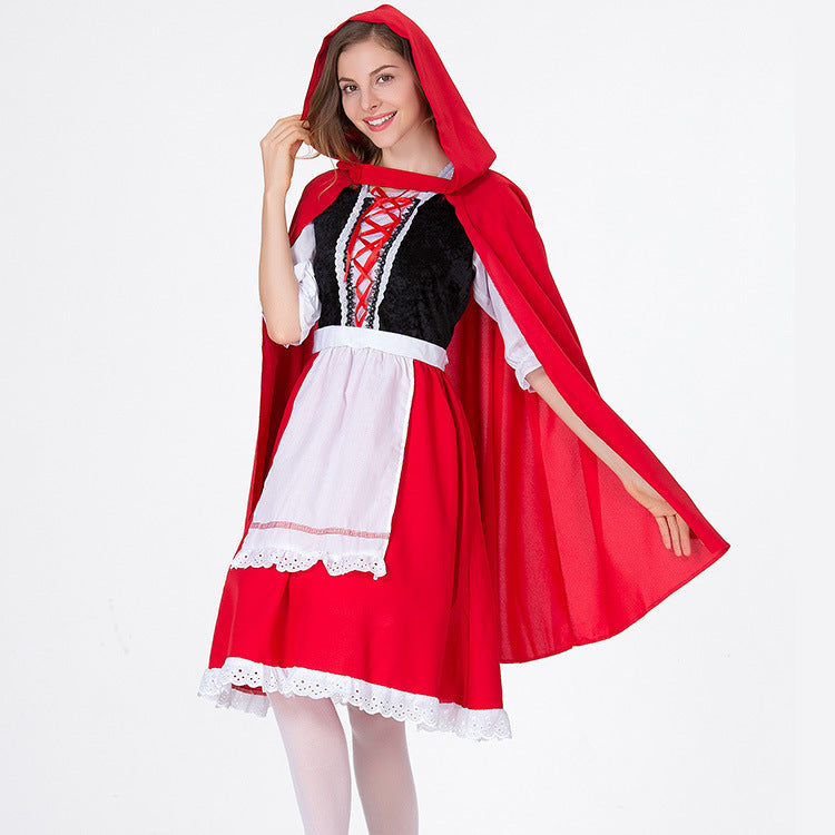 Little Red Riding Hood Costume for Women, front view on a white background