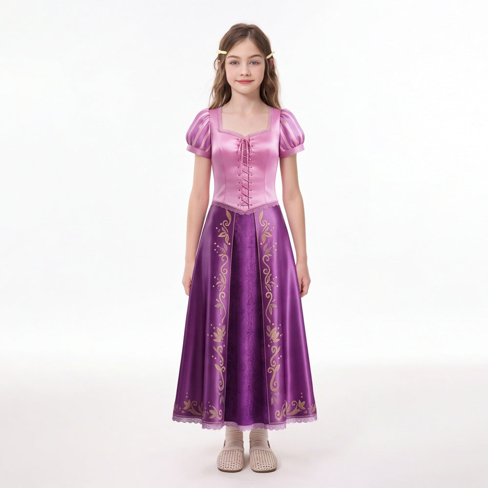 Rapunzel Costume Women Long Dress Tangled Adult Halloween Cosplay