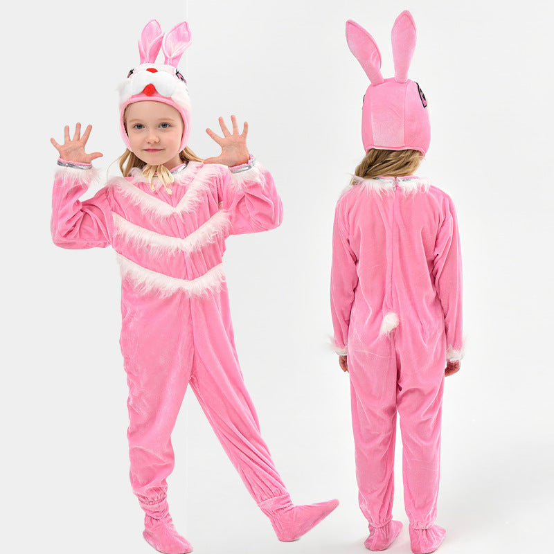 Pink Bunny Rabbit Onesie for Kids, product photo 2 on a white background