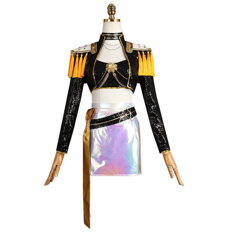 KPop Demon Hunters Zoey Costume Adult Black Gold Stage Outfit Halloween Cosplay
