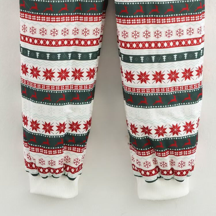 Christmas Print Long Sleeve Loose Fit Jumpsuit Cotton Coat