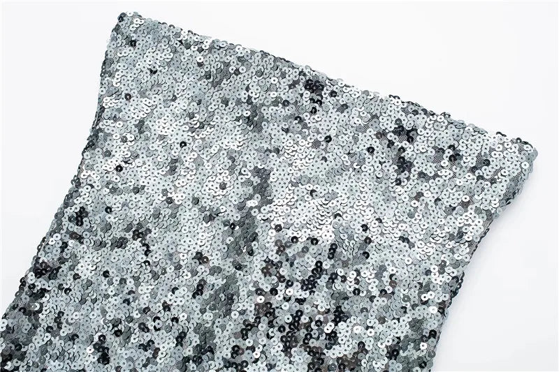 Silver Sequin Dress Woman Off Shoulder Long Dresses For Women  Bodycon Glitter Dress Christmas Evening Party Dresses