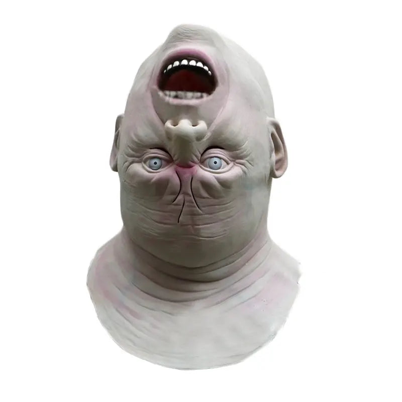 Zombie Alien Devil Latex Mask for Adults, front view on a white background