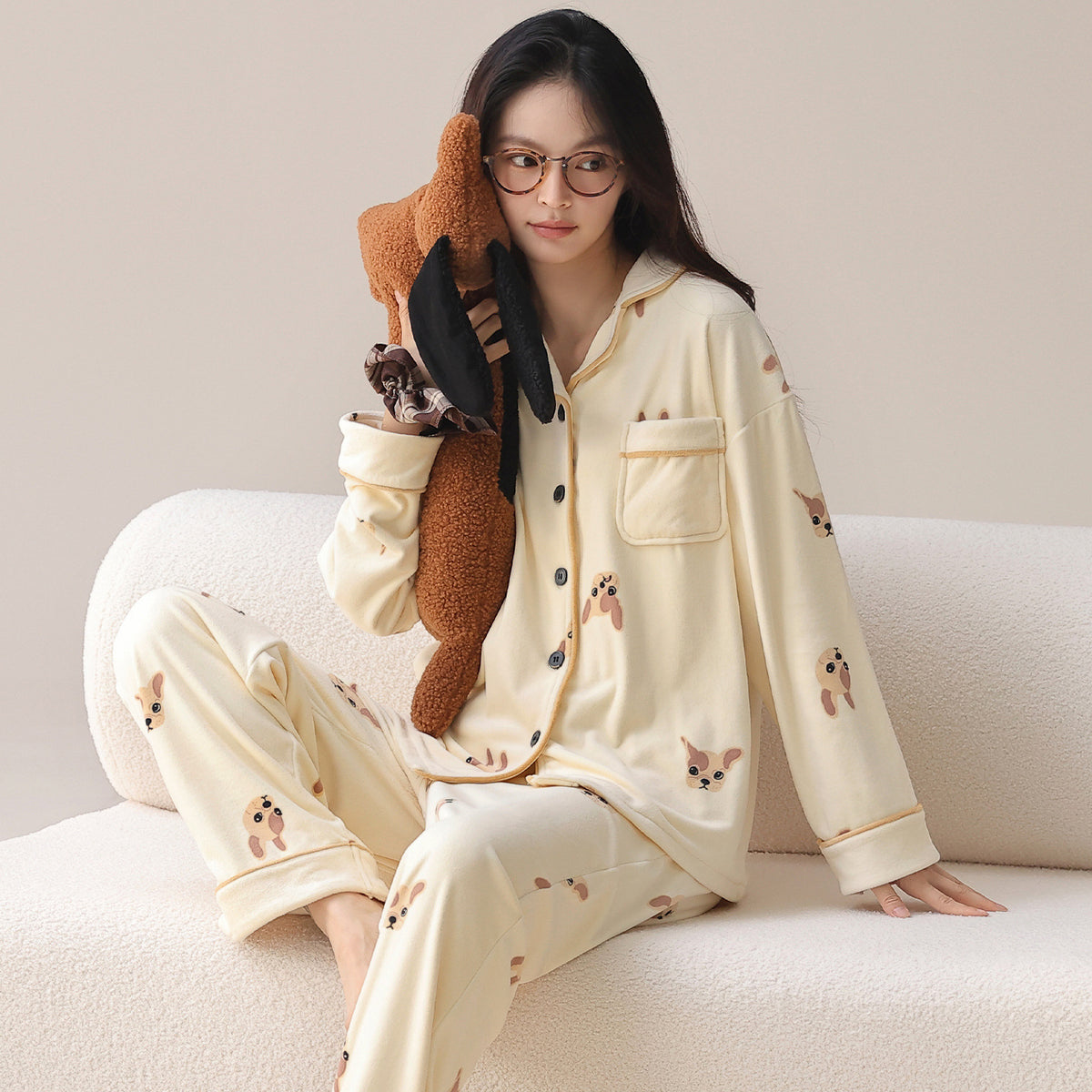 Couples' pajamas home clothes and cardigans that can be worn outside