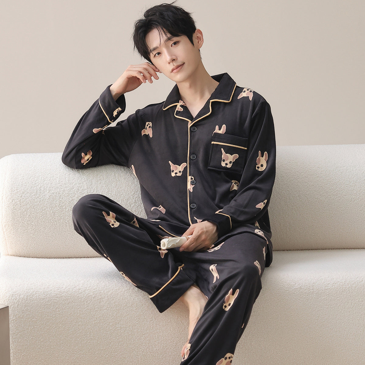 Couples' pajamas home clothes and cardigans that can be worn outside