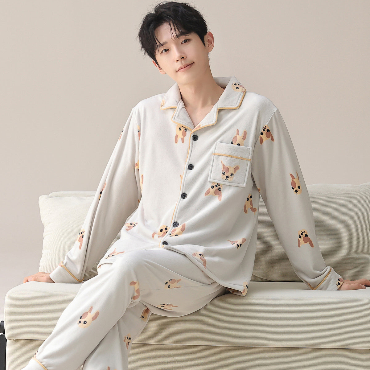 Couples' pajamas home clothes and cardigans that can be worn outside